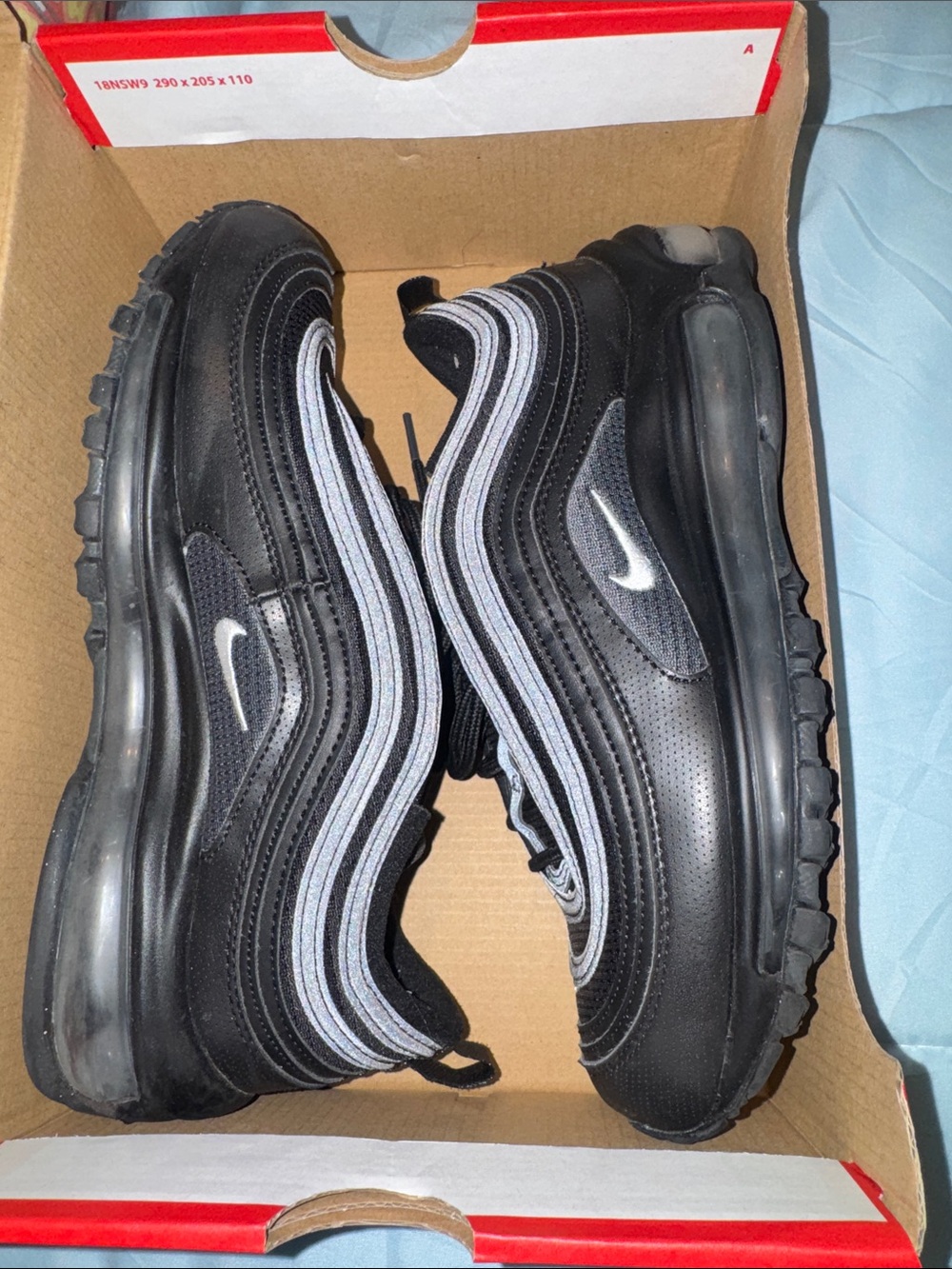 Nike Kids Black with Reflective Silver Stripe Air Max-Style Sneakers